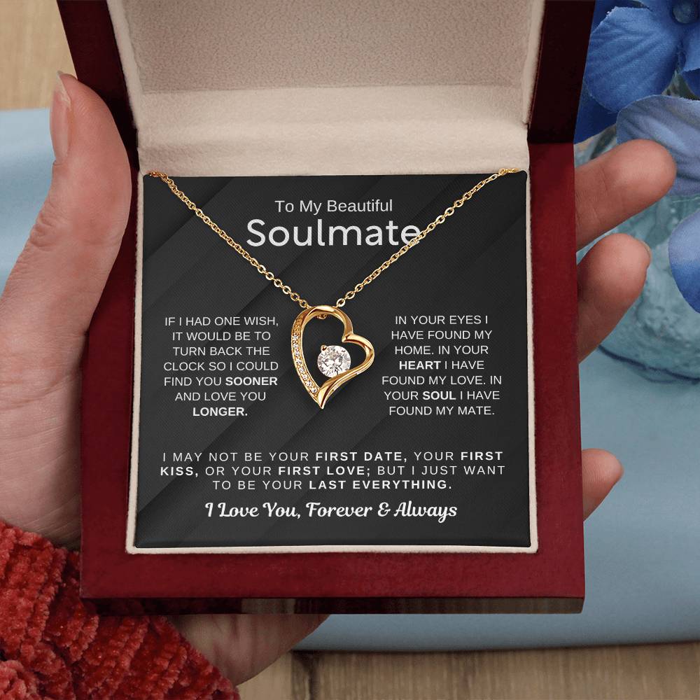To My Beautiful Soulmate Necklace - Romantic Gift for Her for Christmas & Love Celebrations - Forever Love Necklace