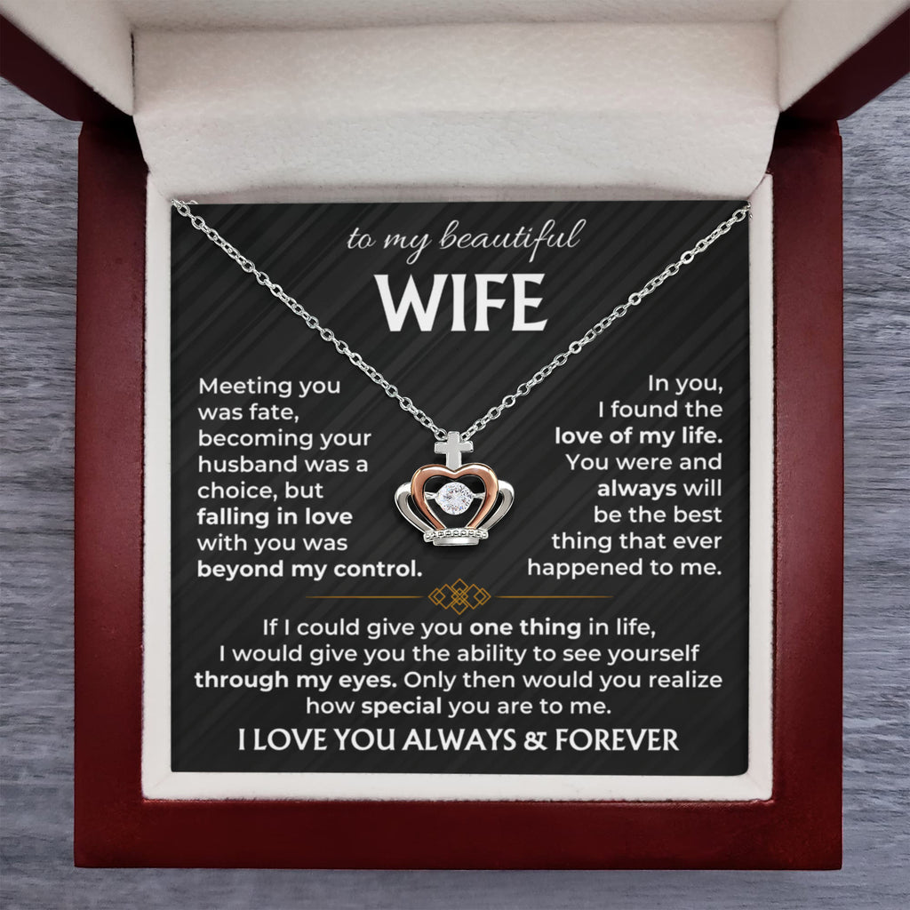 To My Beautiful Wife - Meaningful Jewelry Gift from Husband for Birthday, Valentine’s Day & Anniversary - Crown Pendant Necklace