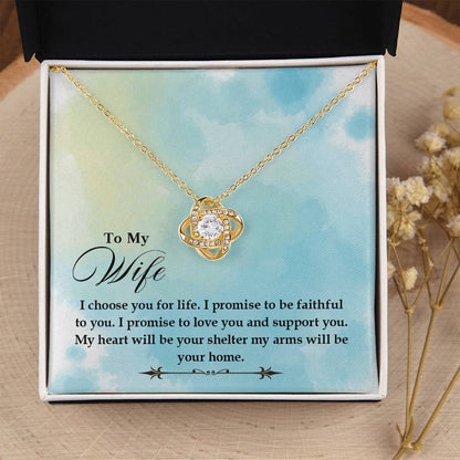 To My Wife Gift from Husband - Romantic Jewelry for Birthday & Anniversary Celebrations - Love Knot Necklace