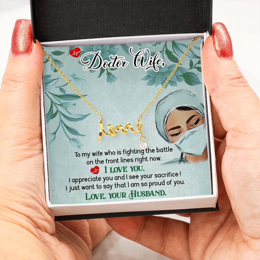 To My Doctor Wife Gift from Husband - Scripted Love Necklace
