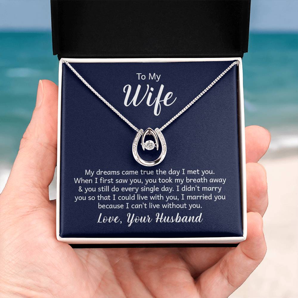 To My Wife Necklace - Romantic Husband to Wife Jewelry for Birthday, Valentine’s Day & Special Celebrations - Lucky In Love Necklace