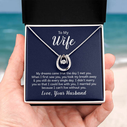 To My Wife Necklace - Romantic Husband to Wife Jewelry for Birthday, Valentine’s Day & Special Celebrations - Lucky In Love Necklace