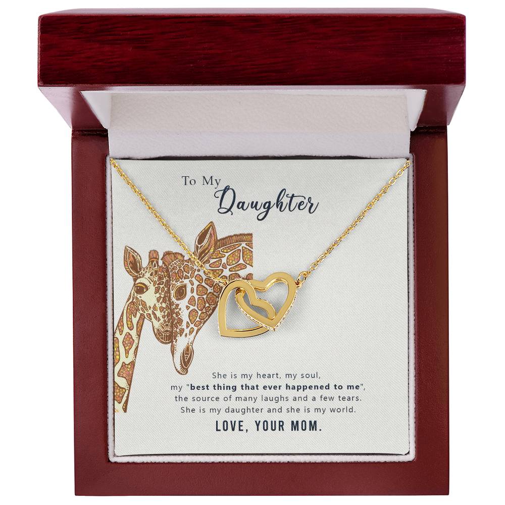 To My Daughter Necklace - Sentimental Jewelry Gift from Mom for Graduation & Life Achievements - Interlocking Hearts Necklace