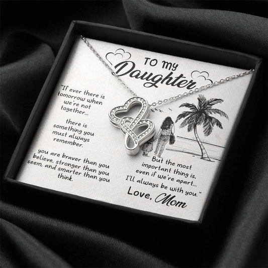To My Daughter Necklace – Daughter’s Jewelry Gift by Mom – Heart-to-heart Pendant Necklace