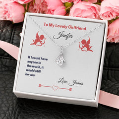 Elegant Love Necklace Gift, Romantic Jewelry for Girlfriend, Sentimental Message Card, Sweet Anniversary or Birthday Gift, To My Lovely Girlfriend