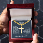 To Dear My Son - You are the greatest gift - Gift for Son from Mom - Artisan Cross with Cuban Link Chain