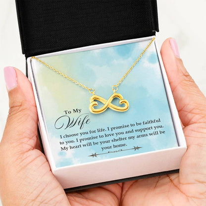 To My Wife Necklace - Touching Romantic Gift for Wife from Husband for Christmas, Anniversary & Valentine’s Day - Endless Love Necklace