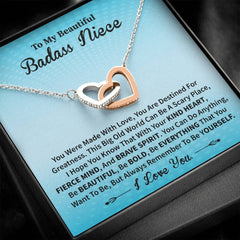 To My Niece Necklace, Encouraging Jewelry Gift with Message Card, To My Badass Niece