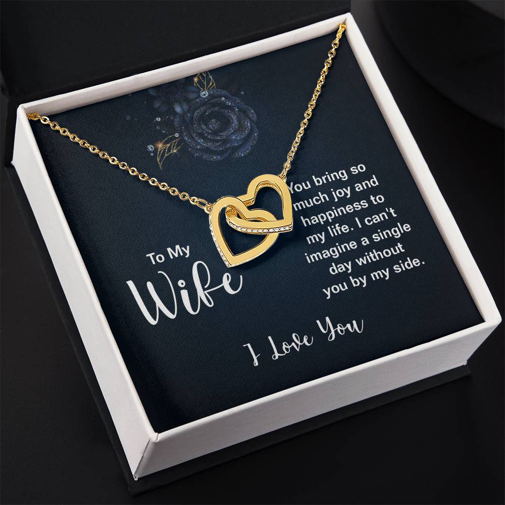 To My Wife Necklace - Sweet Emotional Gift for Wife from Husband on Birthday, Anniversary & Valentine’s Day - Interlocking Hearts Necklace