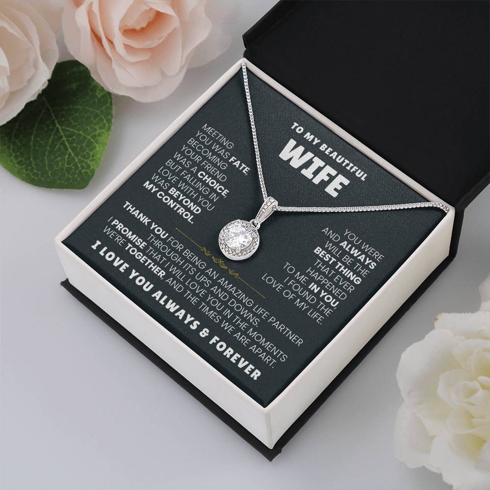 To My Beautiful Wife Necklace - Emotional Jewelry Gift for Wife from Husband to Celebrate Love Every Day - Eternal Hope Necklace