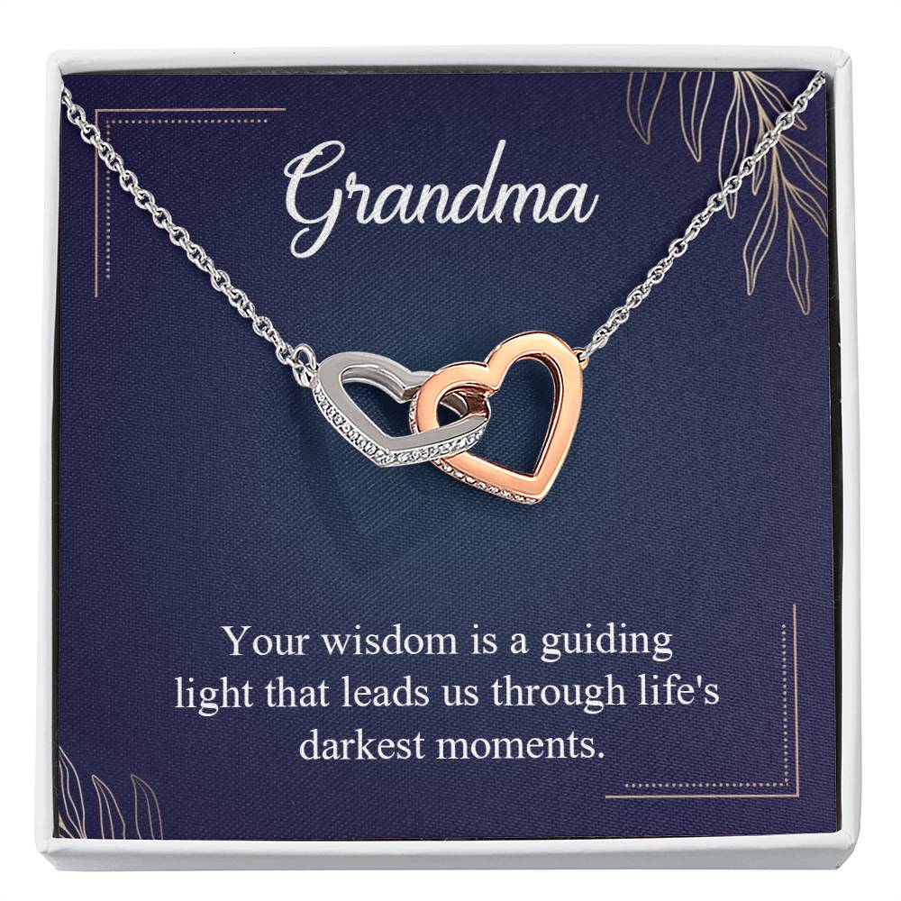 Gift for Grandma - Life's Darkest Moments - Interlocking Hearts Necklace