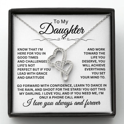 To My Daughter Necklace – Top Gift for Daughter Birthday Graduation – Heart-to-heart Pendant Necklace
