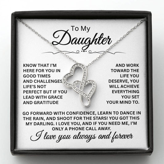 To My Daughter Necklace – Top Gift for Daughter Birthday Graduation – Heart-to-heart Pendant Necklace