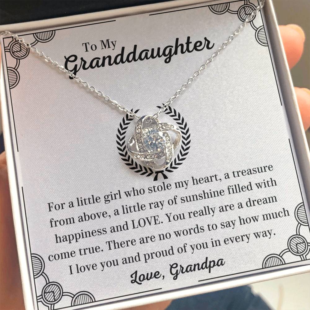 To My Granddaughter Necklace – Birthday & Graduation Gift from Grandpa – Love Knot Necklace