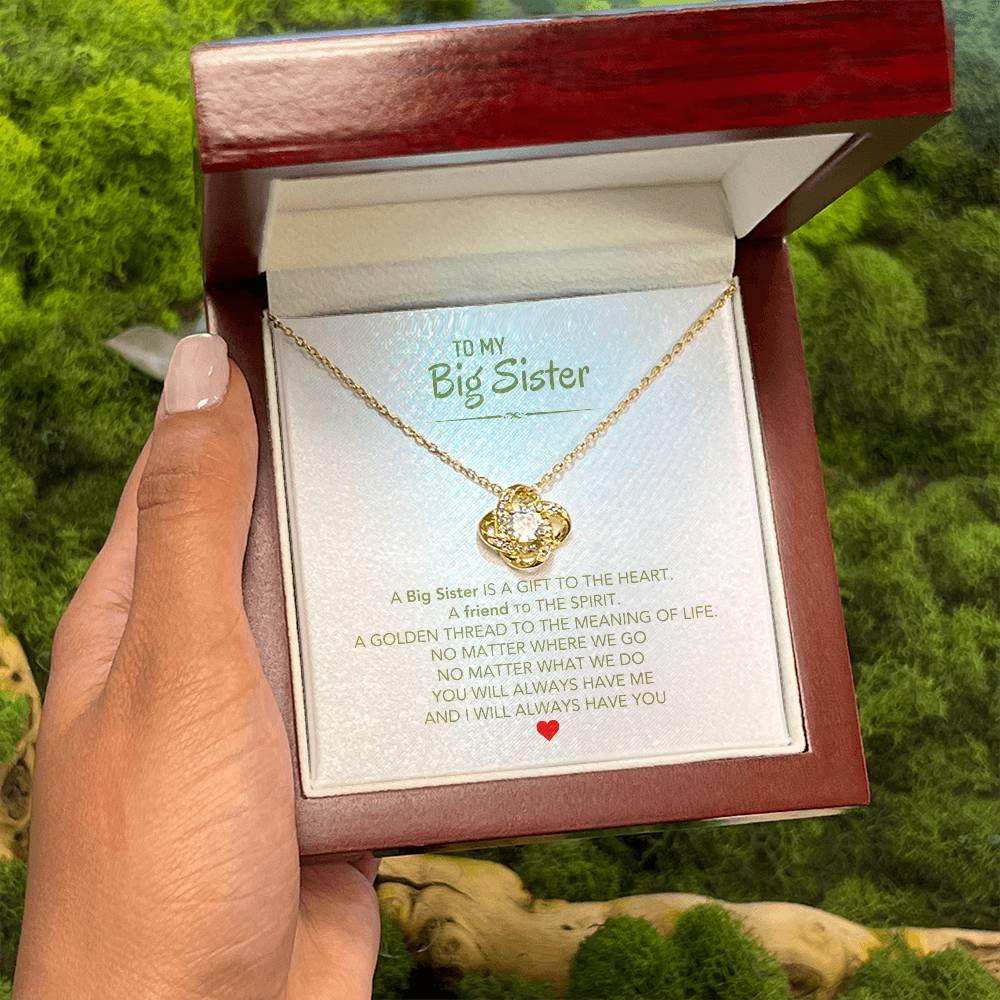 To My Big Sister Necklace - A Big Sister Is A Gift To The Heart - Gift for Sister - Love Knot Necklace