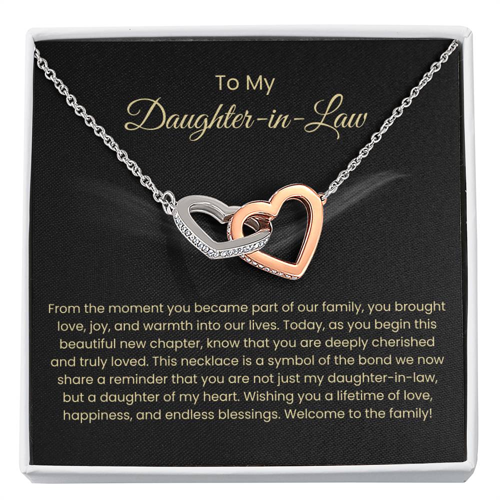 To My Beautiful Daughter In Law - Interlocking Hearts Necklace - Gift for Bonus Daughter