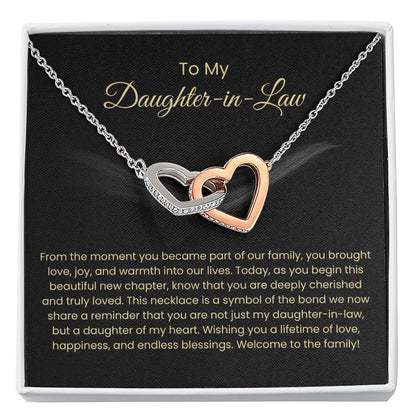 To My Beautiful Daughter In Law - Interlocking Hearts Necklace - Gift for Bonus Daughter
