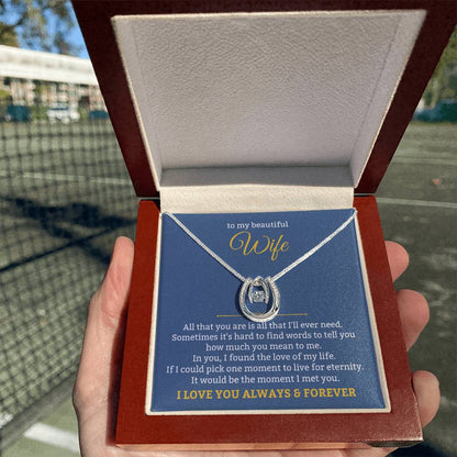To My Beautiful Wife Necklace - Best Loving Jewelry Gift for Valentine’s Day, Anniversaries & Romantic Surprises - Lucky In Love Necklace