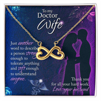 To My Beautiful Doctor Wife Necklace - Husband to Wife Jewelry for Romantic Valentine’s Day, Birthday & Anniversary Gifts - Endless Love Necklace