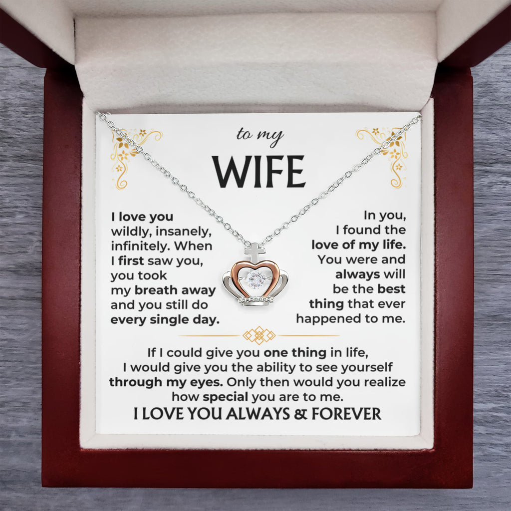 Heartfelt Gift for Wife from Husband - Romantic Jewelry for Special Occasions & Valentine’s Day - Crown Pendant Necklace