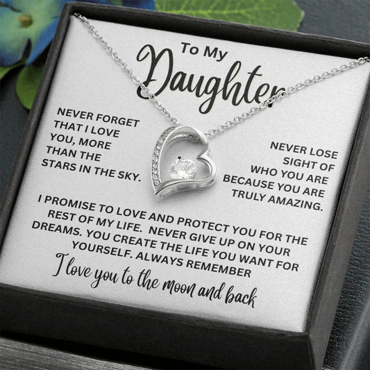 To My Daughter Necklace - I Promise To Love and Protect You - Forever Love Necklace