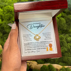 To My Daughter Necklace - Emotional Father to Daughter Jewelry for Birthday, Christmas & Life Happiness - Love Knot Necklace