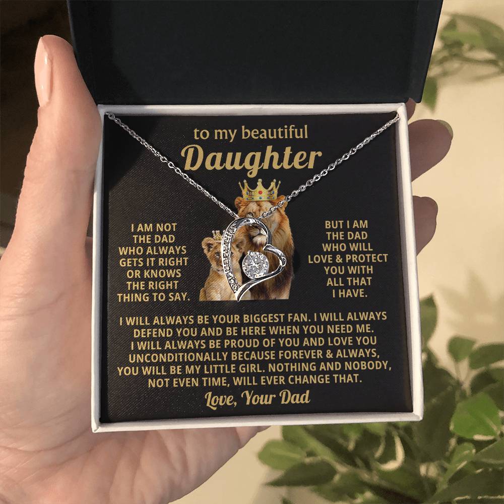 To My Daughter Necklace - Loving Gift for Daughter from Dad for Christmas, Proud Achievements & Special Days - Forever Love Necklace