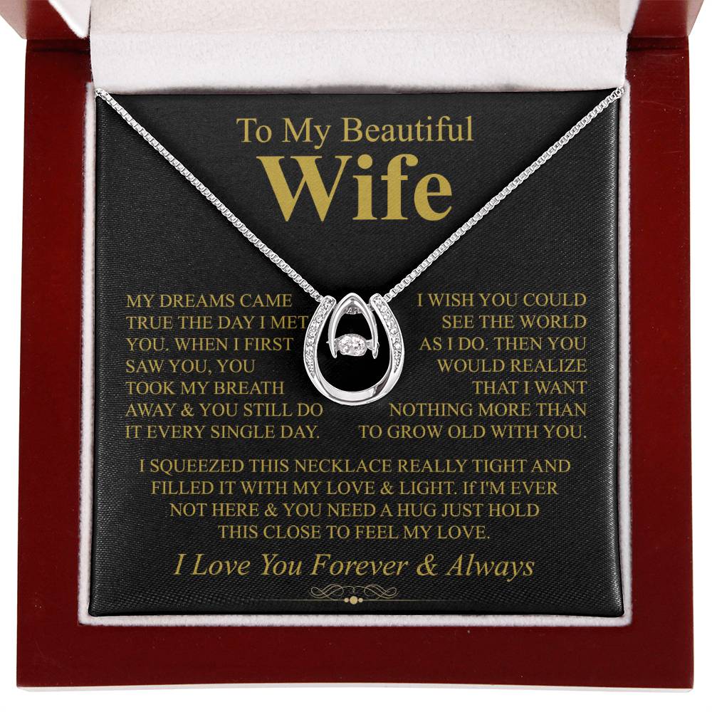 To My Wife Necklace - Emotional Love Jewelry Gift from Husband for Valentine’s Day & Birthday Happiness - Lucky In Love Necklace