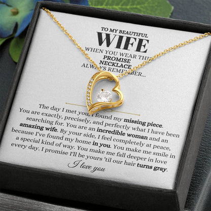 To My Beautiful Wife Necklace - Touching Romantic Gift for Wife from Husband for Christmas, Anniversary & Valentine’s Day - Forever Love Necklace
