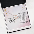 To My Wife Necklace - Heartwarming Gift from Husband for Birthday, Anniversary & Valentine’s Day - Interlocking Hearts Necklace