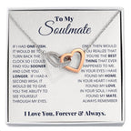 To My Soulmate Necklace - Best Gift for Soulmate for Valentine’s Day & Beyond - Interlocking Hearts Necklace