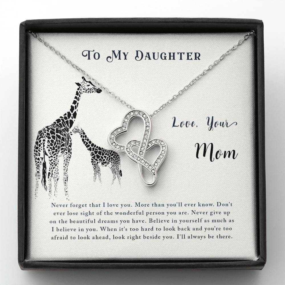 To My Daughter Necklace – Mom Gift for Daughter’s Birthday – Heart-to-heart Pendant Necklace