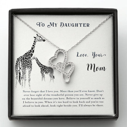 To My Daughter Necklace – Mom Gift for Daughter’s Birthday – Heart-to-heart Pendant Necklace