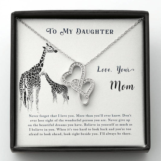 To My Daughter Necklace – Mom Gift for Daughter’s Birthday – Heart-to-heart Pendant Necklace