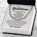 To My Grandson Necklace - Always remember how much I love you - Cuban Link Chain Gift for Grandson from Grandpa