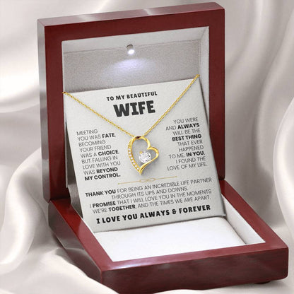 To My Beautiful Wife Necklace - Romantic Anniversary & Valentine’s Day Jewelry Gift from Husband to Wife - Forever Love Necklace