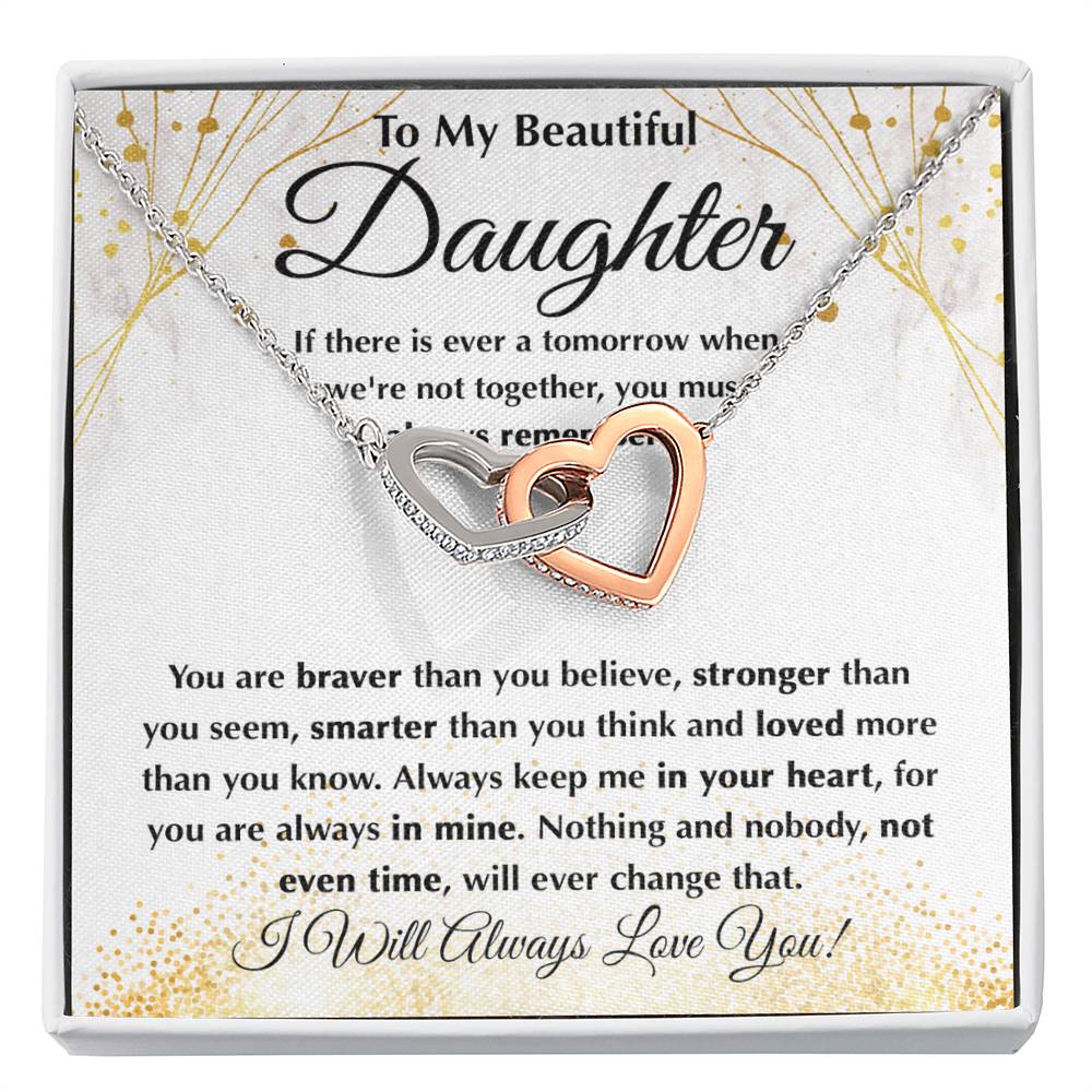 To My Daughter Necklace – Daughter Graduation & Birthday Present – Interlocking Hearts Necklace