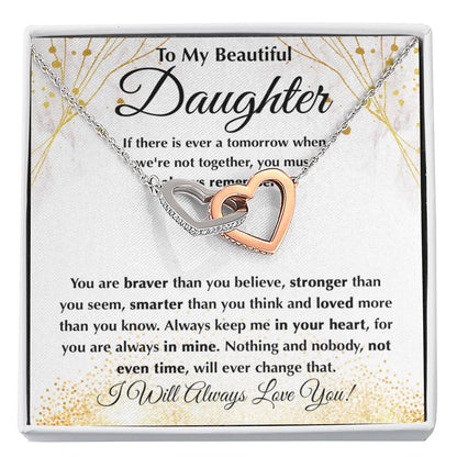 To My Daughter Necklace – Daughter Graduation & Birthday Present – Interlocking Hearts Necklace