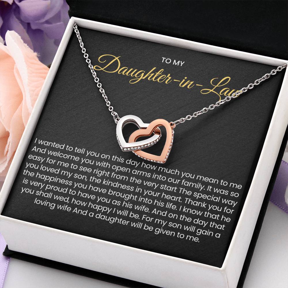 To My Daughter In Law - Interlocking Hearts Necklace - Gift for Daughter in Law