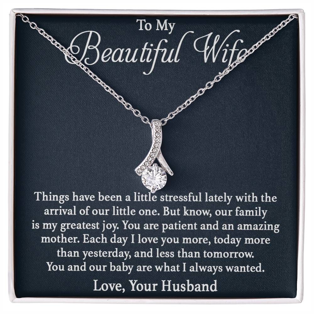 To My Beautiful Wife Necklace - Perfect Romantic Surprise from Husband for Anniversary, Birthday & Valentine’s Day - Alluring Beauty Necklace
