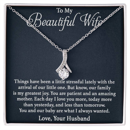 To My Beautiful Wife Necklace - Perfect Romantic Surprise from Husband for Anniversary, Birthday & Valentine’s Day - Alluring Beauty Necklace