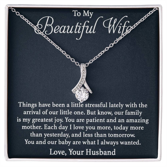 To My Beautiful Wife Necklace - Perfect Romantic Surprise from Husband for Anniversary, Birthday & Valentine’s Day - Alluring Beauty Necklace