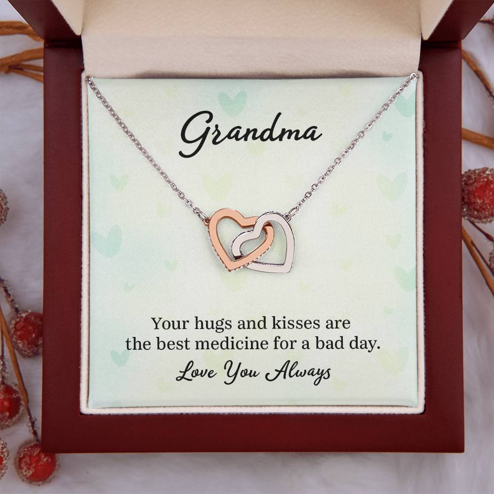 Gift for Grandma - Your Hugs and Kisses - Interlocking Hearts Necklace