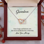 Gift for Grandma - Your Hugs and Kisses - Interlocking Hearts Necklace