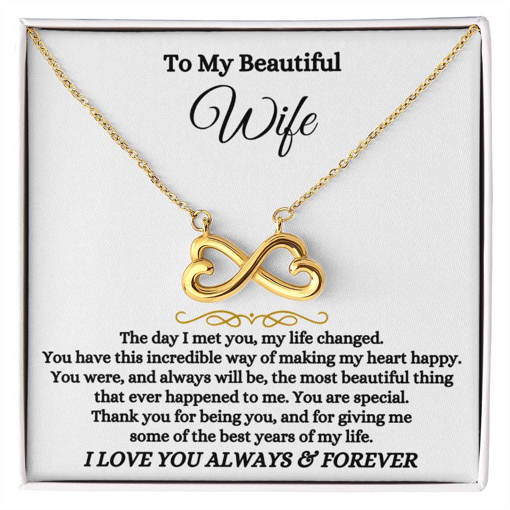 To My Wife Necklace - Perfect Gift for Wife from Husband, Romantic Jewelry for Birthday & Valentine’s Day - Endless Love Necklace
