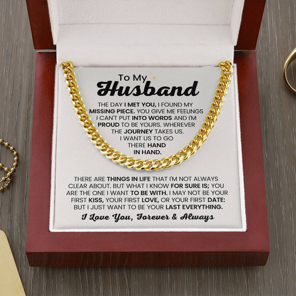 To My Husband - The Day I Met You - Cuban Link Chain - Anniversary & Birthday Gift from Wife