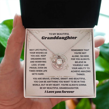 To My Granddaughter Necklace – Best Birthday & Graduation Gift Option for Granddaughter – Love Knot Necklace