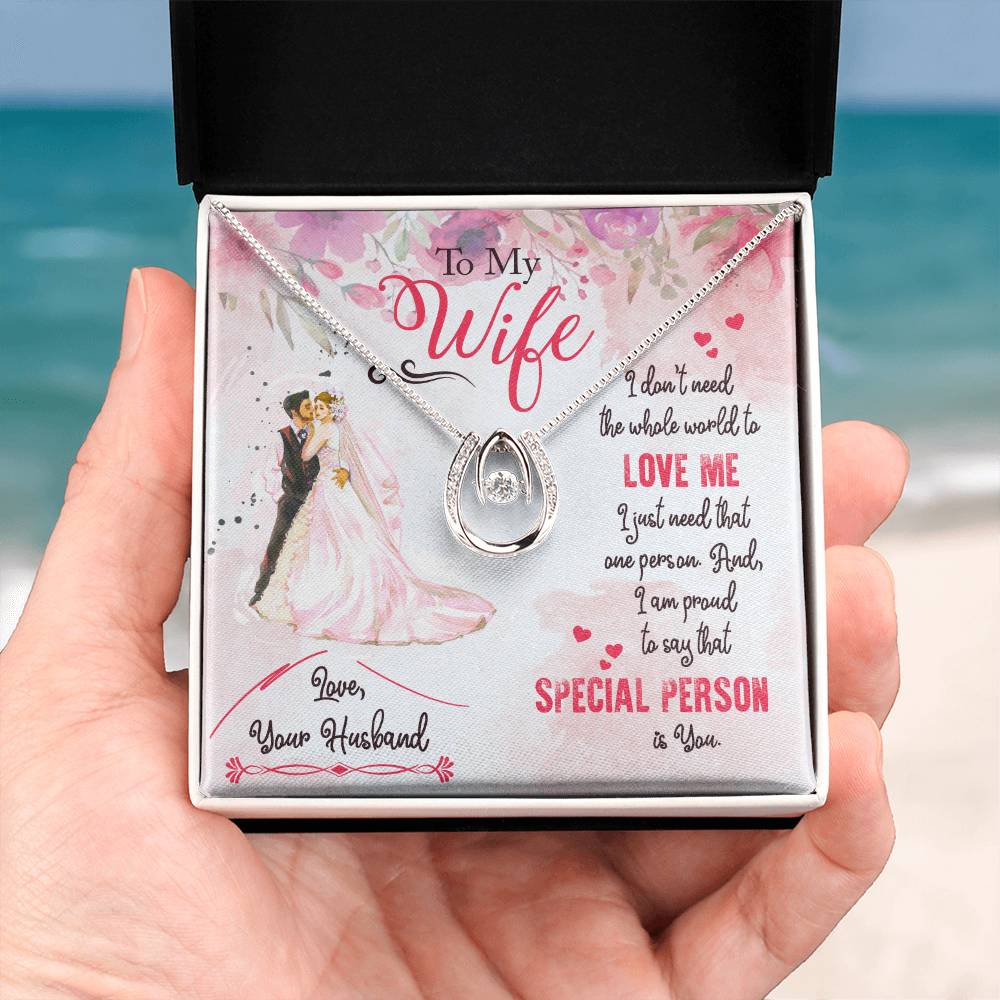 Thoughtful Gift for Wife - Emotional Jewelry from Husband for Anniversary, Birthday, Valentine’s Day & Holidays - Lucky In Love Necklace
