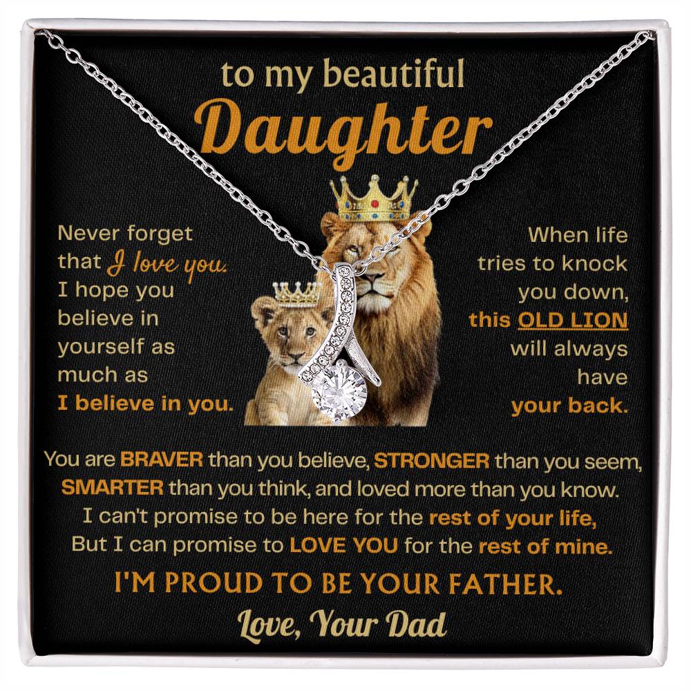 To My Daughter Necklace - Best Surprise Gift for Daughter from Dad for Graduation, Birthday & Christmas - Alluring Beauty Necklace