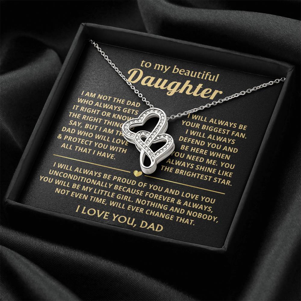 To My Daughter Necklace - Sentimental Birthday Gift from Dad, Meaningful Jewelry for Milestones & Holidays - Heart-to-heart Pendant Necklace
